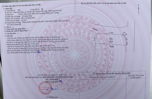 Lô góc tài chính nhỏ. đất thanh lâm mê linh gần vành đai 4